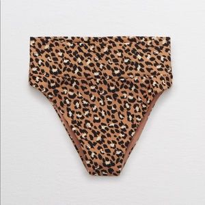 Aerie Leopard High Cut Cheeky Bikini Bottom
